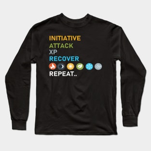 Gloomhaven Initiative, Attack, XP, Recover, Repeat Board Game Graphic - Tabletop Gaming Long Sleeve T-Shirt